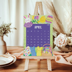 Cute and Colorful 2026 Calendar Page - April Thank You Card