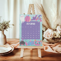 Cute and Colorful 2026 Calendar Page - October