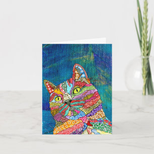 Cute and Colorful Abstract Cat Greeting Cards