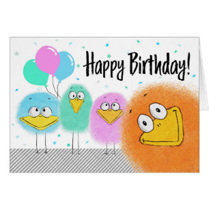 Cute and Colorful Bird Characters Birthday