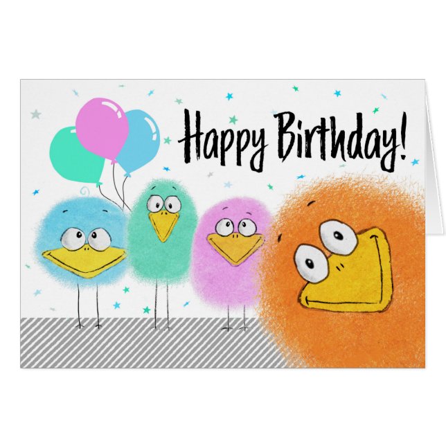 Cute and Colorful Bird Characters Birthday (Front Horizontal)