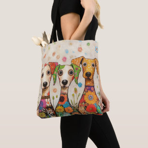 Cute and Colorful Dog Design Tote Bag