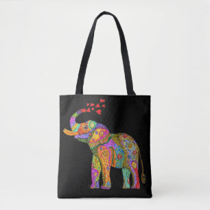 Cute and Colorful Elephant Tote Bag