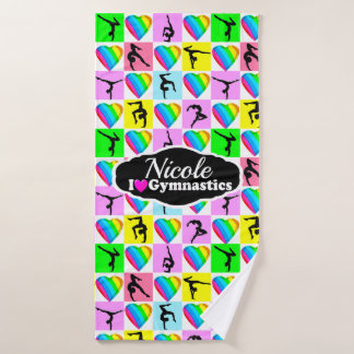 CUTE AND COLORFUL GYMNAST GIRL DESIGN BATH TOWEL