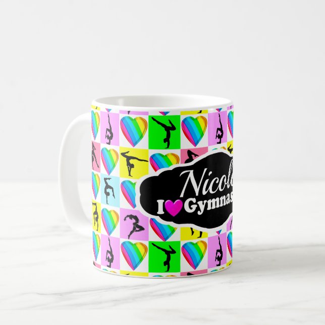 CUTE AND COLORFUL GYMNAST GIRL DESIGN COFFEE MUG (Front Left)