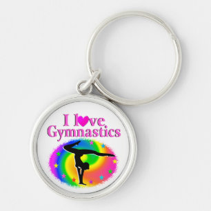 CUTE AND COLORFUL I LOVE GYMNASTICS DESIGN KEY RING