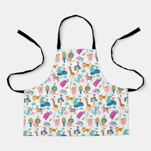 Cute and Colorful Jungle Animals Pattern Apron