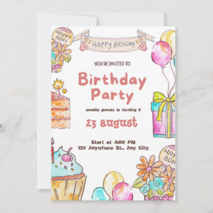  Cute and Colorful Kids Birthday Party Invitation