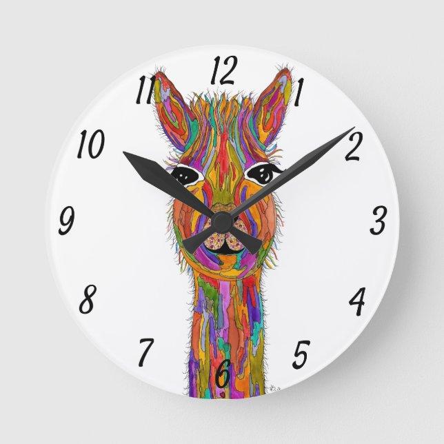 Cute and Colorful Llama Clock (Front)