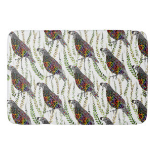 Cute and Colorful Mountain Quail Bath Mat