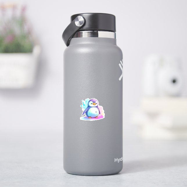 Cute and Colorful Penguin Watercolor Sticker (HydroFlask)