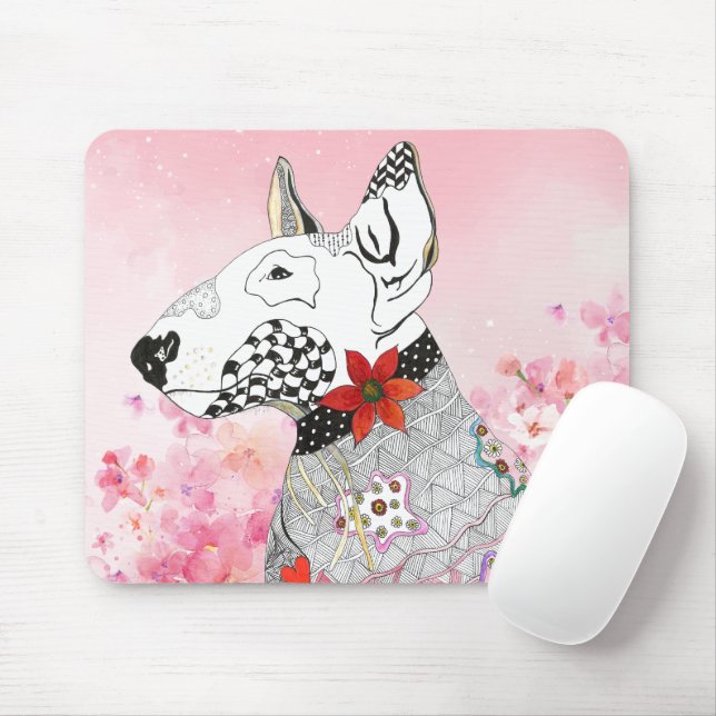 Cute and Colorlful Bull Terrier Mousepad (With Mouse)