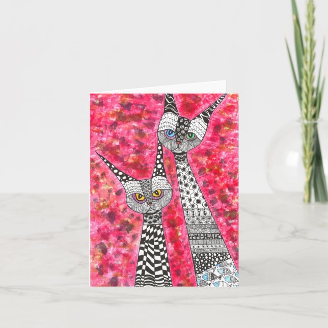Cute and Colour Cats Greeting Card (Front)