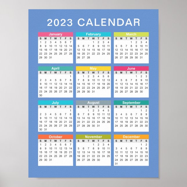 Cute and Colourful 2023 Calendar | Poster (Front)
