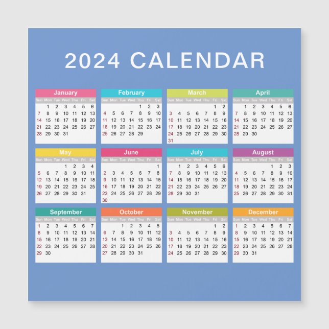 Cute and Colourful 2024 Calendar | Magnet (Front)