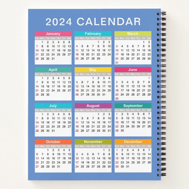 Cute and Colourful 2024 Calendar | Notebook (Back)