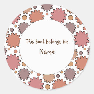 cute and colourful abstract design with flowers classic round sticker