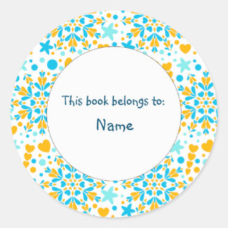 cute and colourful abstract design with hearts classic round sticker