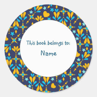 cute and colourful abstract design with hearts classic round sticker