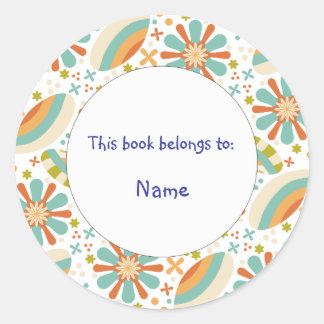 cute and colourful abstract floral design classic round sticker