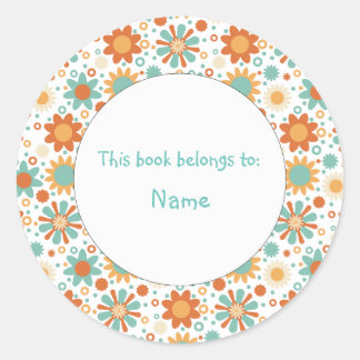 cute and colourful abstract floral design classic round sticker