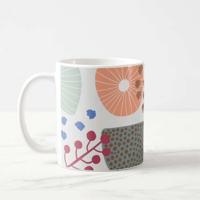 Cute and Colourful Abstract Summer Picnic Pattern Coffee Mug (Left)