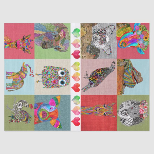 Cute and Colourful Animal Assortment Tissue Paper (Front)
