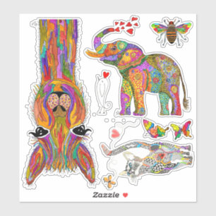 Cute and Colourful Animal Assortment Vinyl Sticker