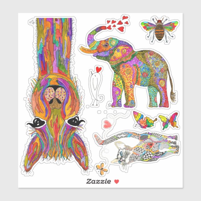 Cute and Colourful Animal Assortment Vinyl Sticker (Sheet)