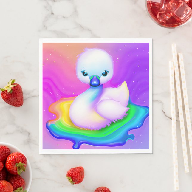 Cute and Colourful Baby Swan Napkin (Insitu)