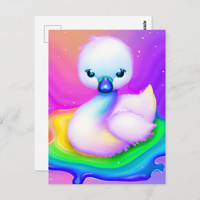 Cute and Colourful Baby Swan Postcard (Front/Back)