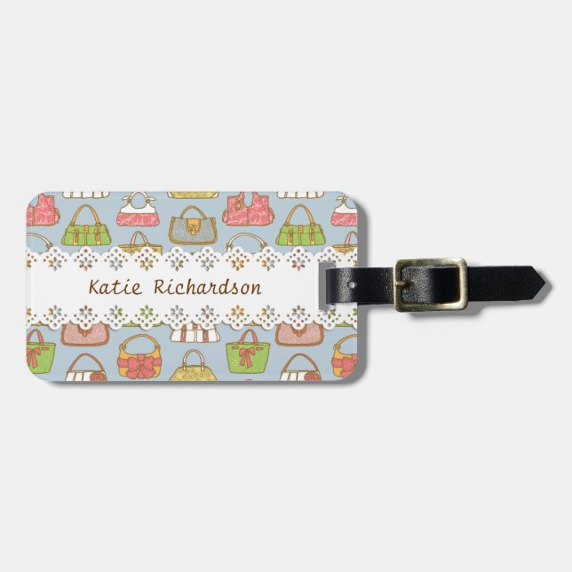 Cute and Colourful Bags Illustration Pattern Luggage Tag (Front Horizontal)