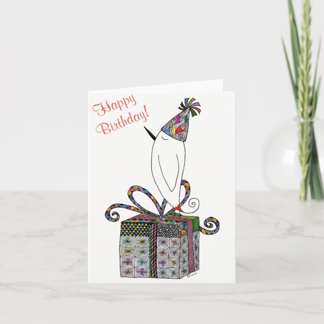 Cute and Colourful Birthday Bird Greeting Card (Front)