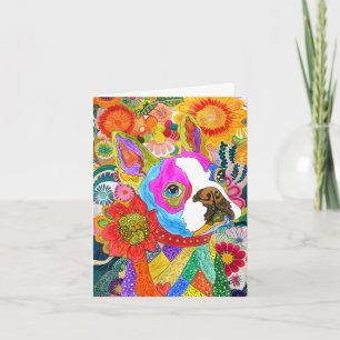 Cute and Colourful Boston Terrier Greeting Card