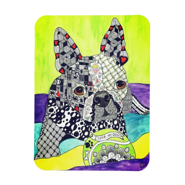 Cute and Colourful Boston Terrier Magnet 3"x4" (Vertical)