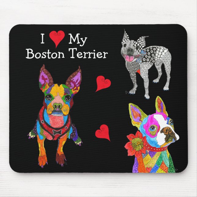 Cute and Colourful Boston Terrier Mousepad (Front)