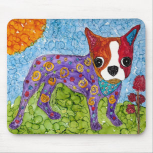 Cute and Colourful Boston Terrier Mousepad