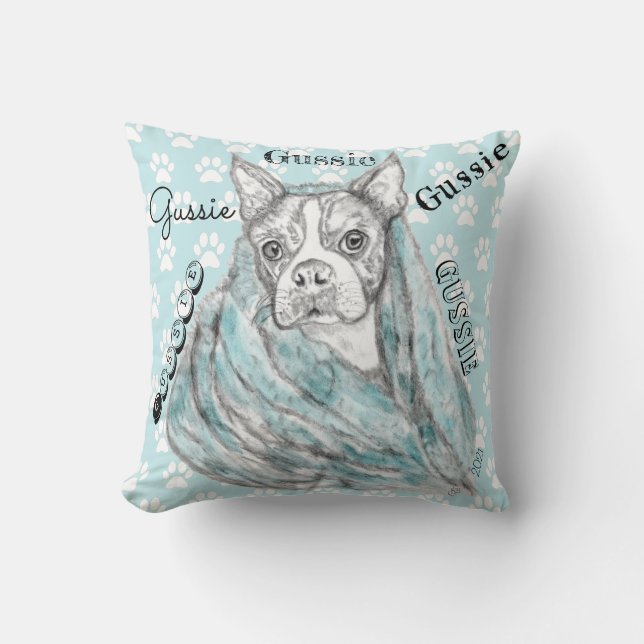 Cute and Colourful Boston Terrier Throw Pillow (Front)