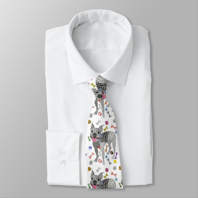 Cute and Colourful Boston Terrier Tie (Tied)