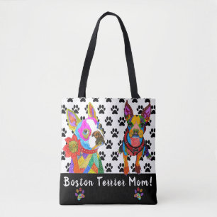 Cute and Colourful Boston Terrier Tote Bag
