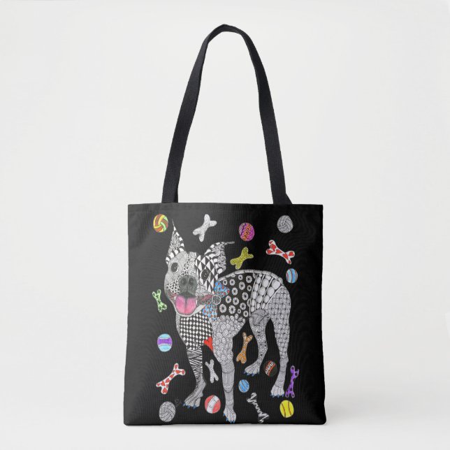 Cute and Colourful Boston Terrier Tote Bag (Front)