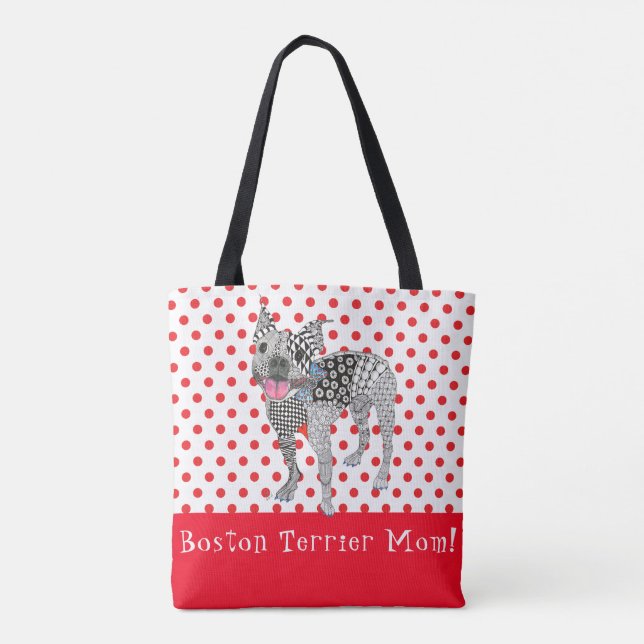 Cute and Colourful Boston Terrier Tote Bag (Back)