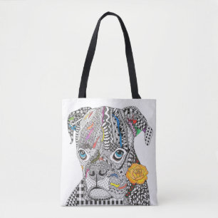 Cute and Colourful Boxer Dog Tote Bag