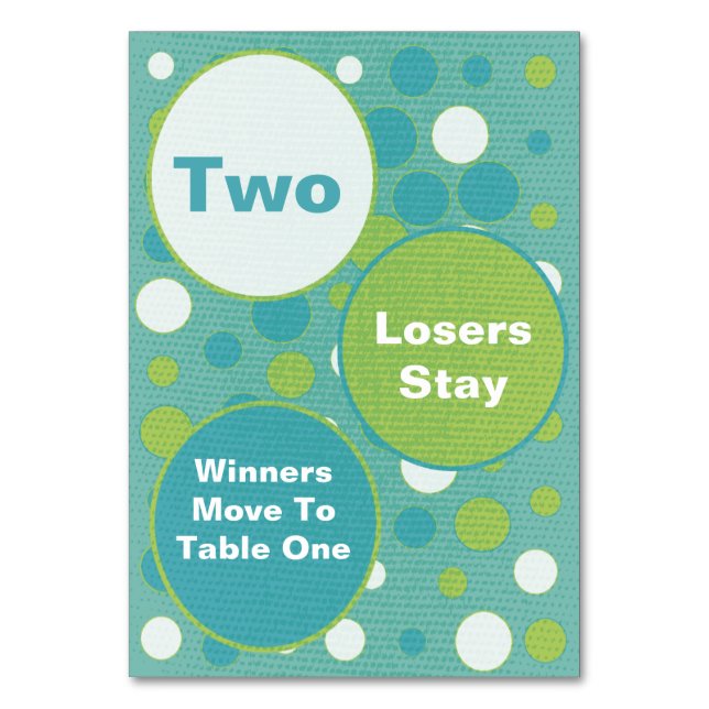 Cute and Colourful Bunco Table Cards #2 (Front)
