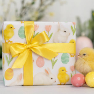 Cute and Colourful Bunny Chicken & Easter Eggs Wrapping Paper