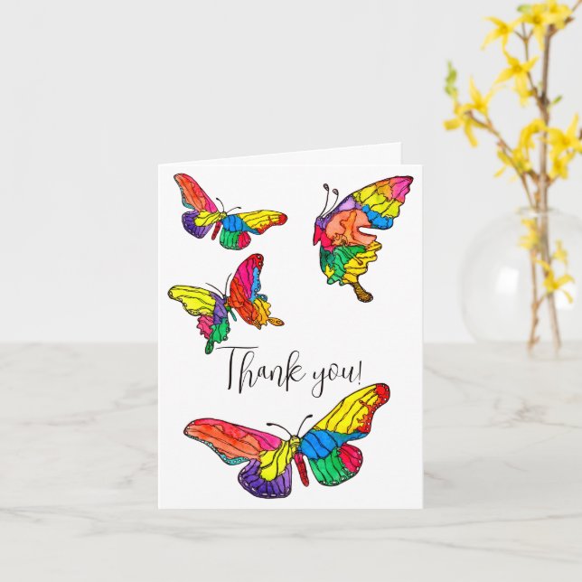 Cute and Colourful Butterflies Greeting Card (Yellow Flower)