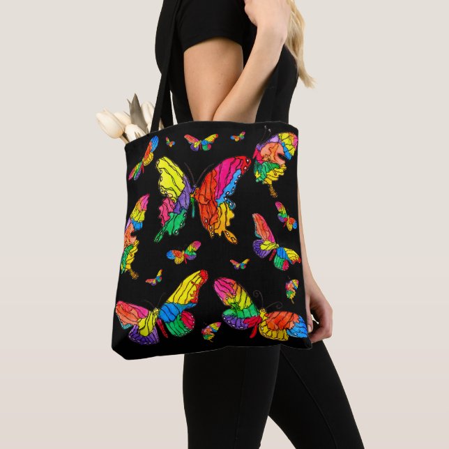 Cute and Colourful Butterflies Tote Bag (Close Up)