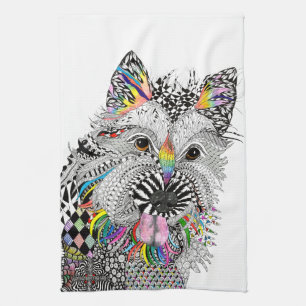 Cute and Colourful Cairn Terrier Kitchen Towel