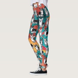 Cute and Colourful Cardigan Welsh Corgi Leggings
