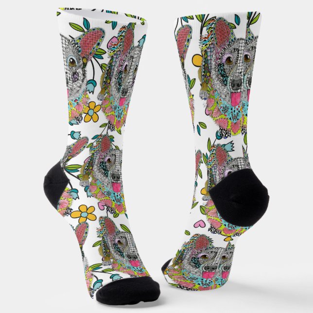 Cute and Colourful Cardigan Welsh Corgi Socks   (Angled)